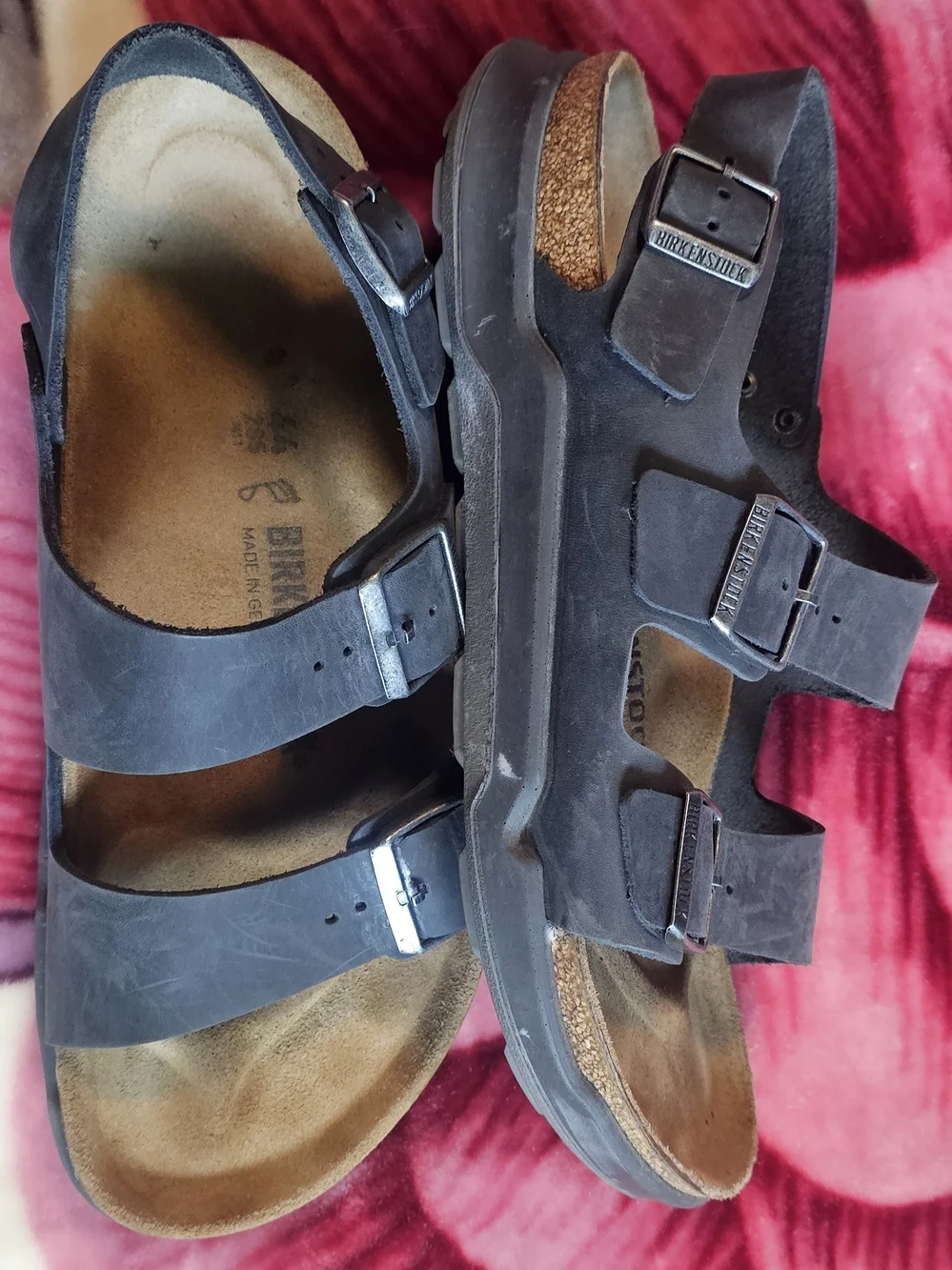 Birkenstock Men’s Black Leather Milano Rugged Crosstown Three-Strap Sandals